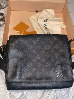 Louis Vuitton Black and Gray Monogram Messenger Bag